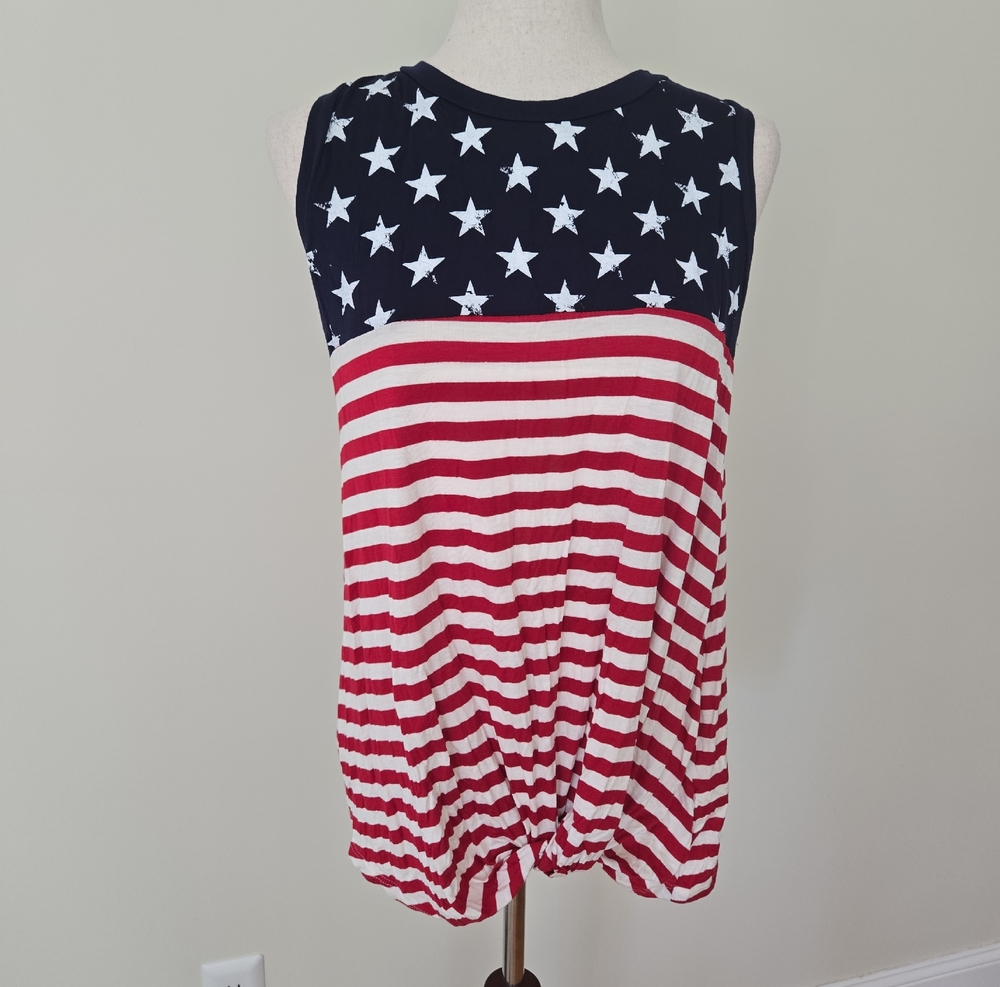 Sun n Moon Navy Star & Red-White Stripe Sleeveless Tank